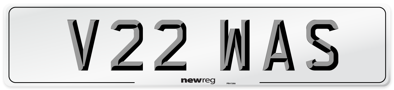 V22 WAS Number Plate from New Reg
